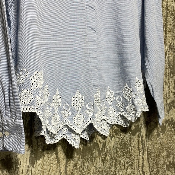 H&M button down striped tunic shirt hem details - Picture 3 of 6